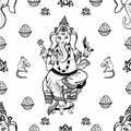 Lord Ganesha sits on the throne. Treats for Ganesha.